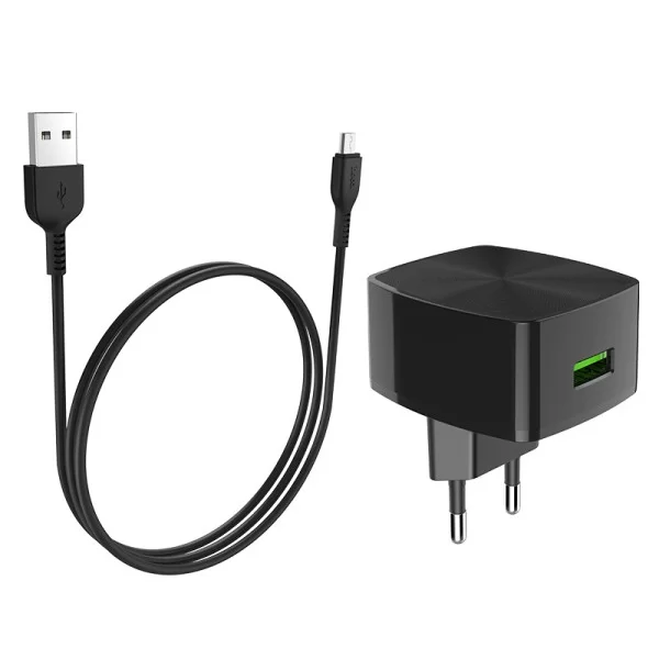 Incarcator de retea Hoco C70A Cutting-edge + Cablu Micro USB (QC3.0) [Black]